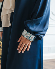 Navy Thin Cuff Embroidered Abaya