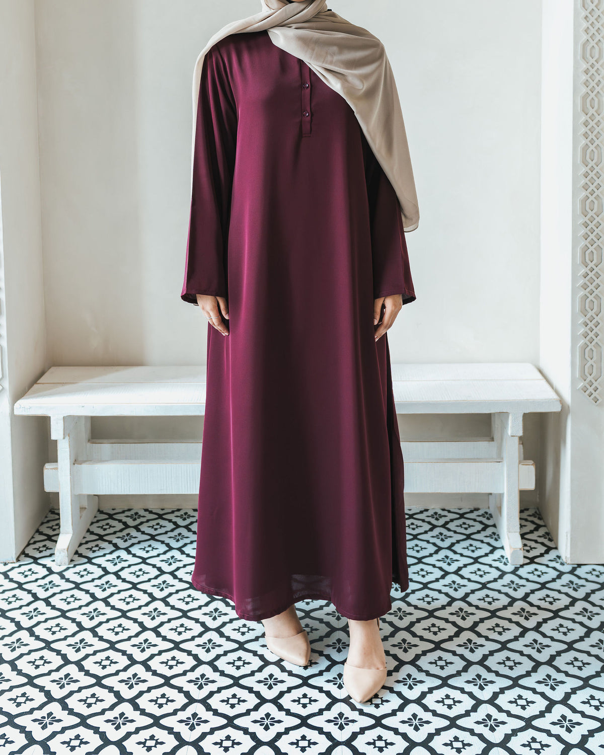 Maroon Essentials Abaya