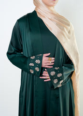 Emerald Green Embroidered Back Kimono