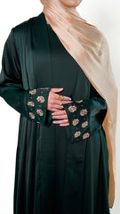 Emerald Green Embroidered Back Kimono