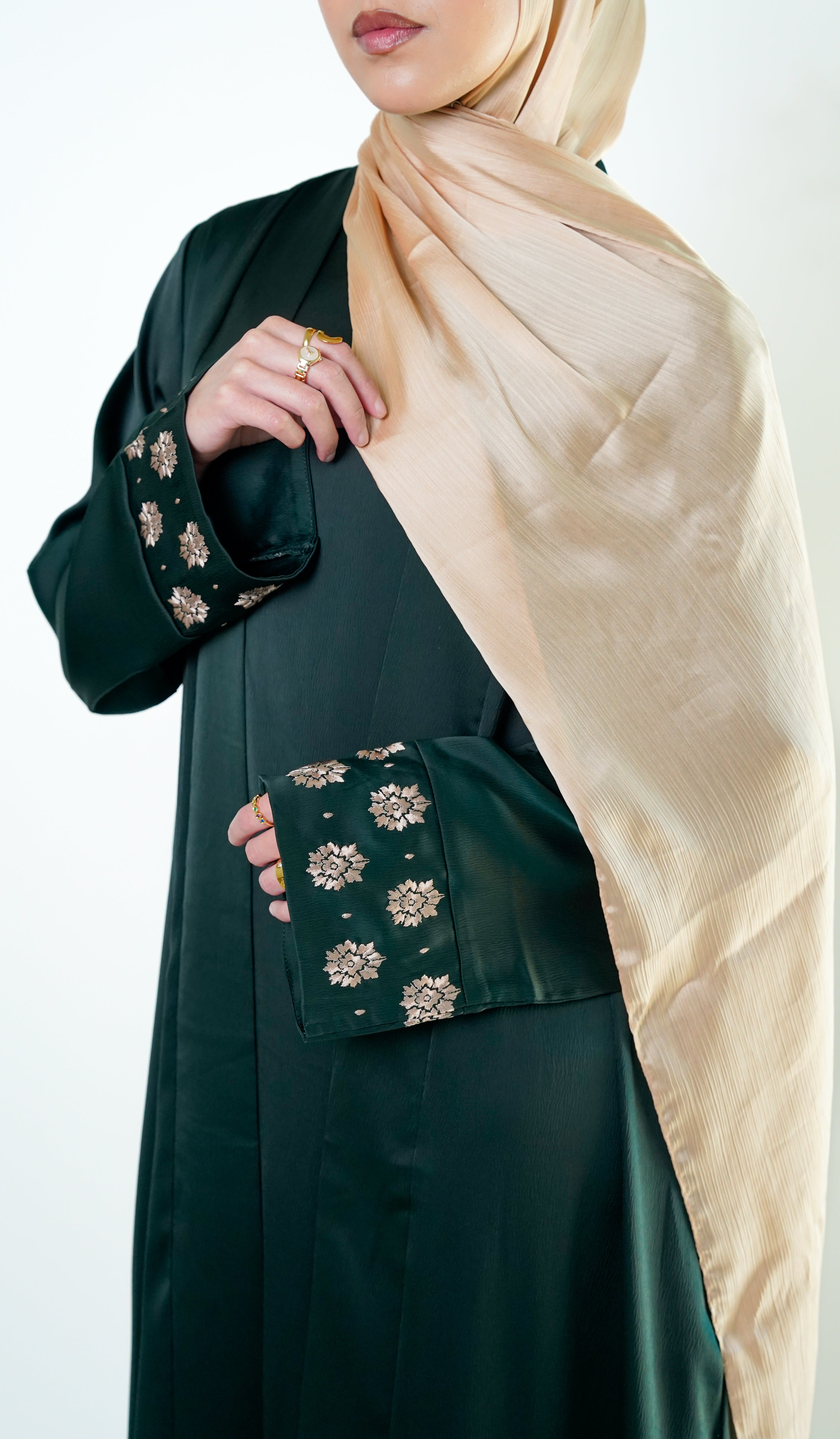 Emerald Green Embroidered Back Kimono