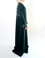 Emerald Green Embroidered Back Kimono