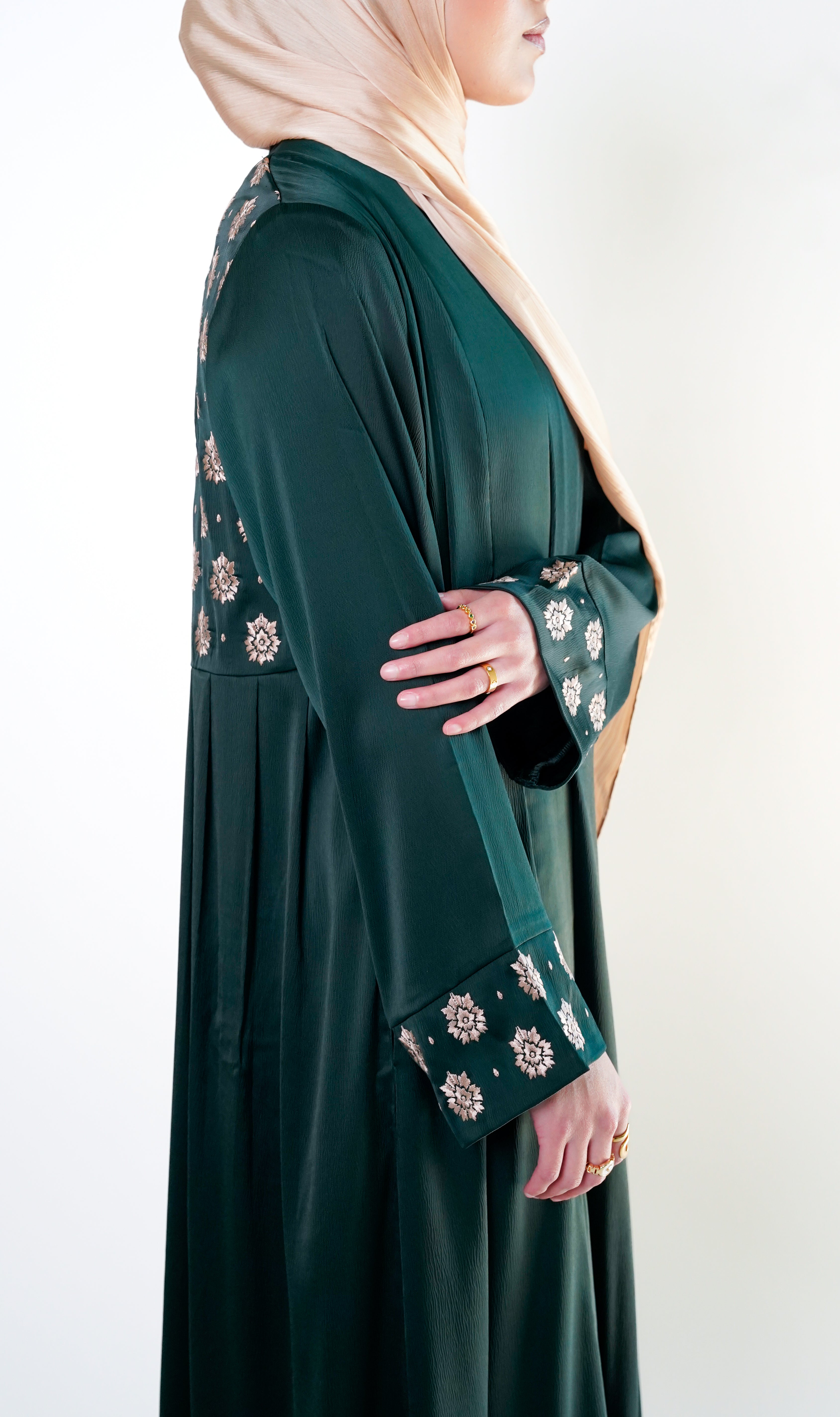 Emerald Green Embroidered Back Kimono