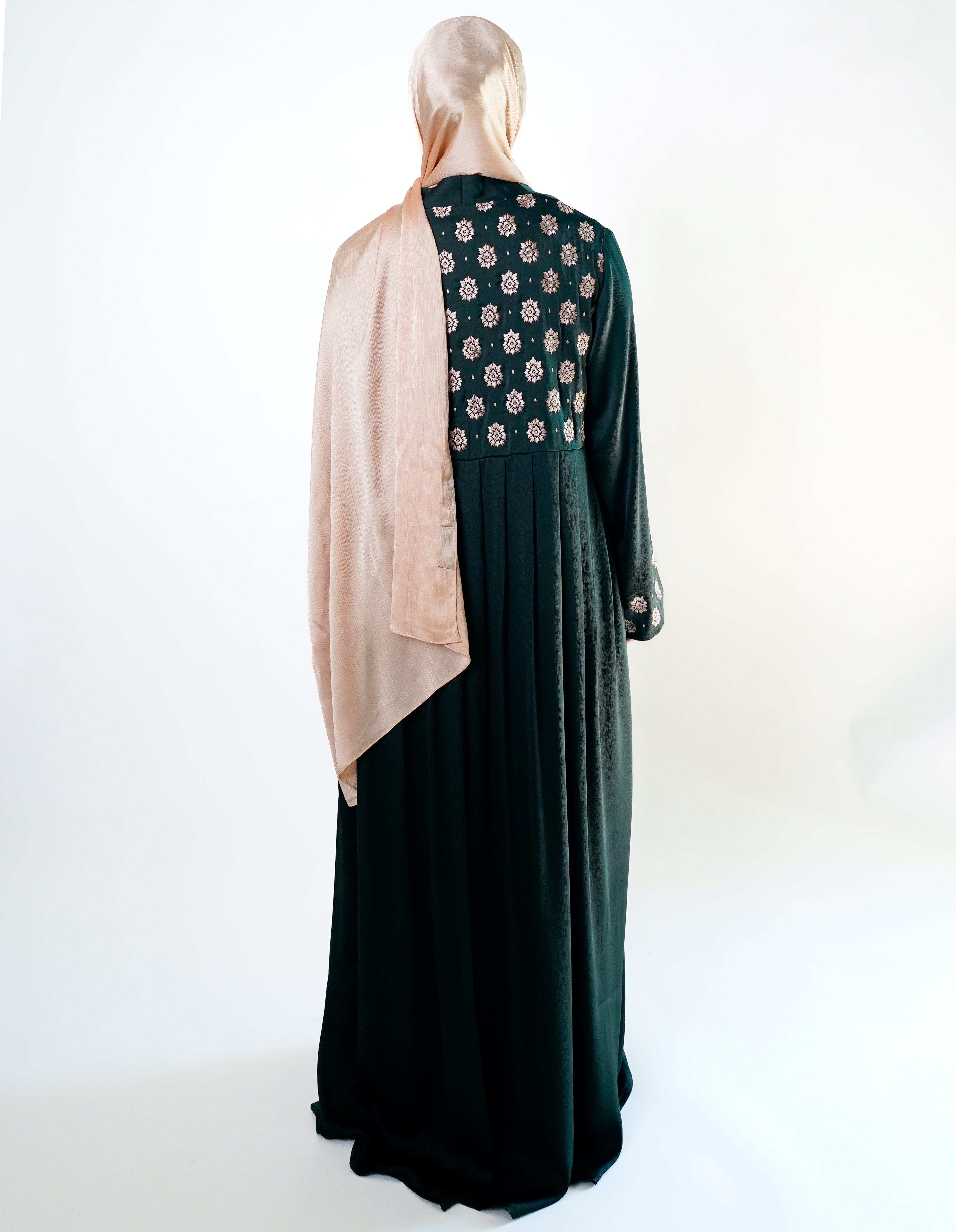 Emerald Green Embroidered Back Kimono